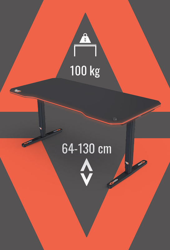 Der Desk Pro Play kann bis zu 100 kg tragen und ist zwischen 64 und 130 cm höhenverstellbar.