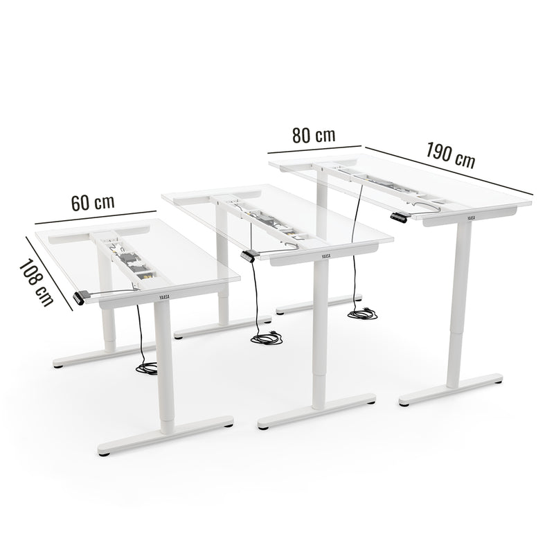 Der Yaasa Frame Essential in Weiss eignet sich für Tischplattengrössen von 108x60 cm bis 190x80 cm.