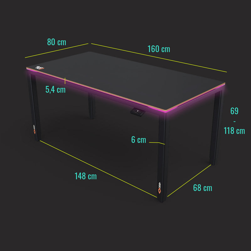 Desk Four Play - höhenverstellbarer Gaming Tisch mit 4 Beinen