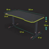 Desk Pro Play - 160 x 80 cm-es, állítható magasságú gamer asztal