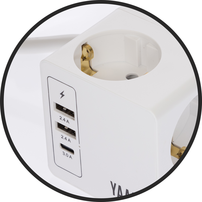 Power Hub - Steckdosenwürfel mit USB-A / USB-C