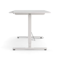 Desk Pro 2 mit weißem Tischgestell und Tischplatte in der Farbe Offwhite in der Größe 160 x 80 cm.