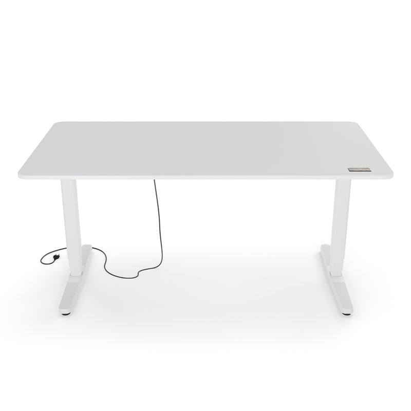 Desk Pro 2 160 x 80 cm mit Offwhite Tischplatte und eingebautem Bedienelement zur Höhenverstellung.