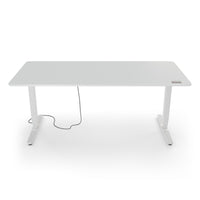 Desk Pro 2 180 x 80 cm in Offwhite mit integriertem Display zur Höhenverstellung.